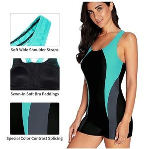 NWT CharmLeaks Boyleg One Piece Athletic Swimsuit